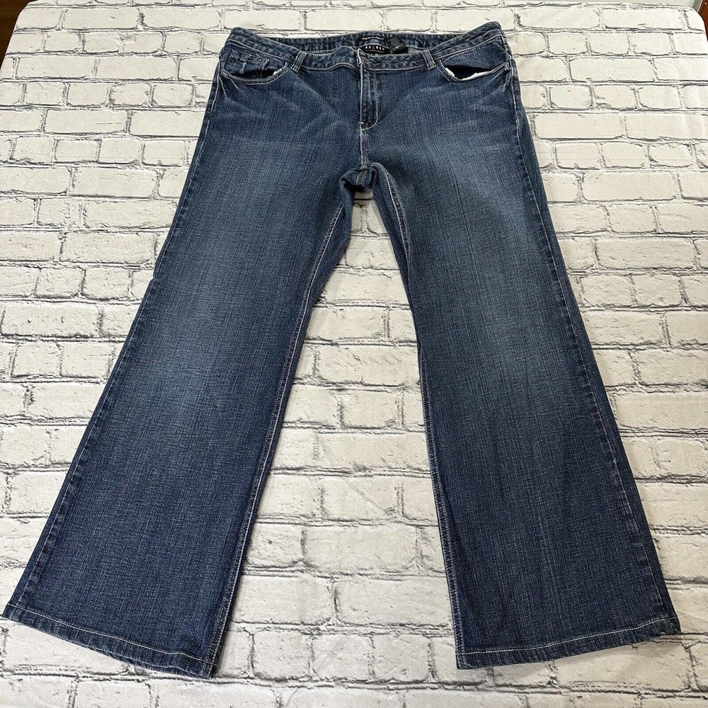 Axcess A Liz Claiborne Company Stretch Bootcut Jeans Women's 16 Gray High Rise